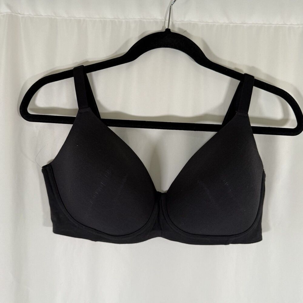 New Bali Bra Women's 38DD Solid Black Hook Eye Padded Wireless Adjustable